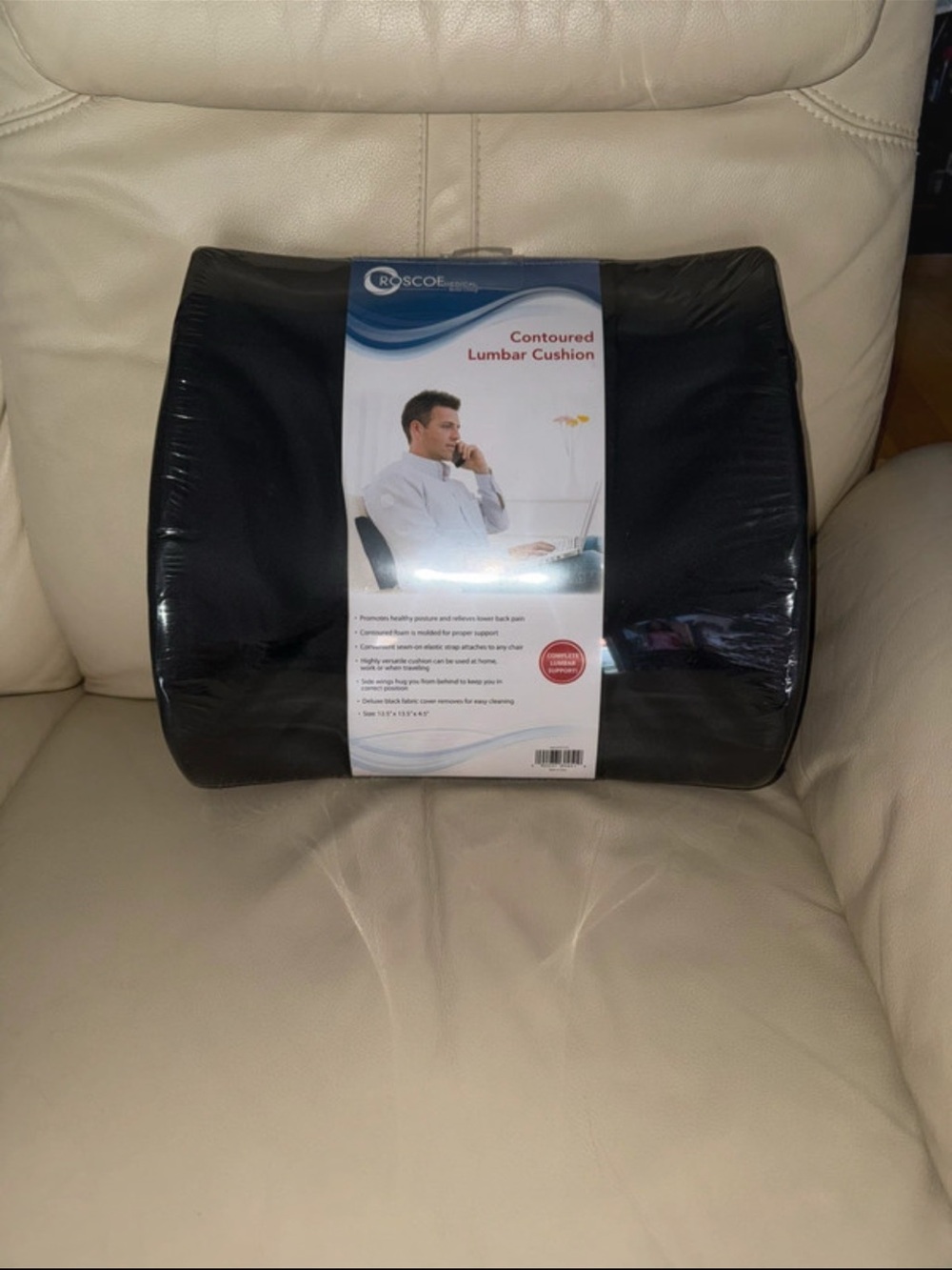 NEW Roscoe Medical Contoured Lumbar
Cushion Back Support Pillow - Black